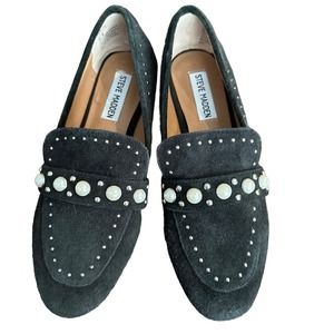 Women’s Steve Madden Black Suede and Pearl Loafers  Size 6.5
